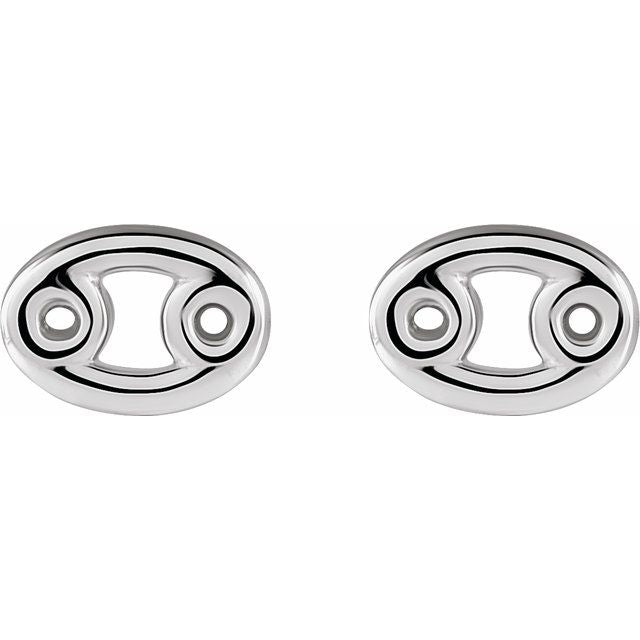 14K White Cancer Zodiac Earrings