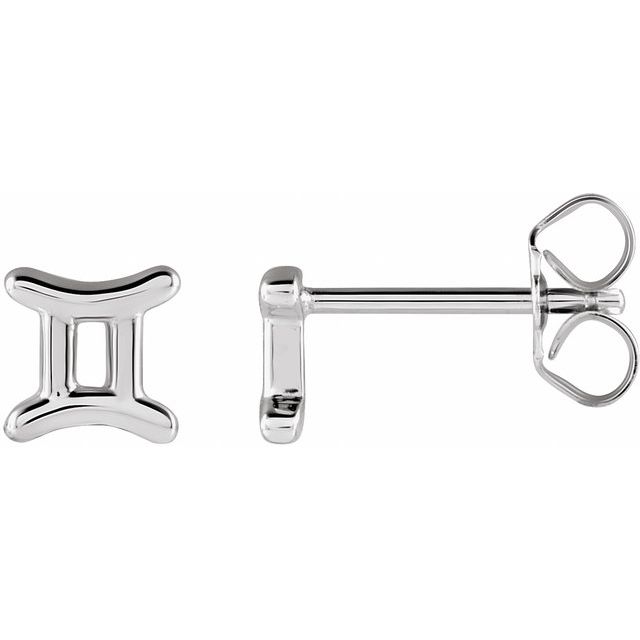 14K White Gemini Zodiac Earrings