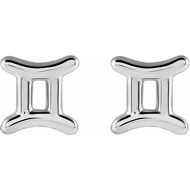 14K White Gemini Zodiac Earrings