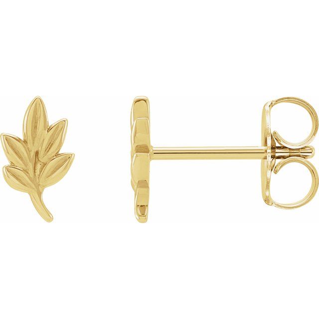 14K Yellow Leaf Earrings
