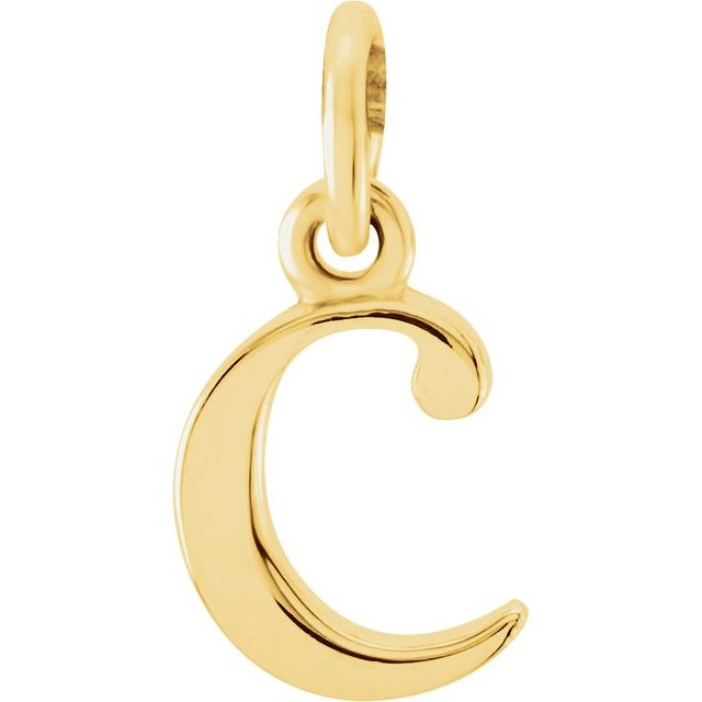14K Yellow Lowercase Initial C Pendant