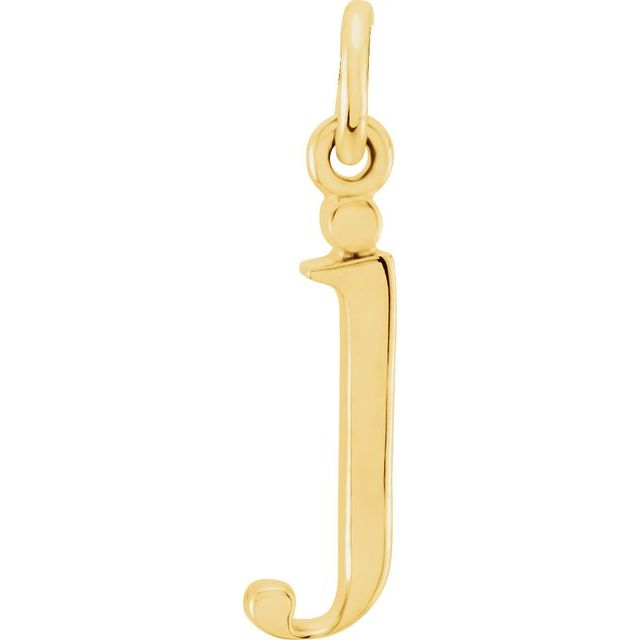 14K Yellow Lowercase Initial J Pendant