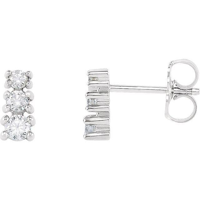 14K White 1/4 CTW Natural Diamond Three-Stone Earrings