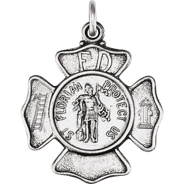 Sterling Silver 17 mm St. Florian Medal Pendant