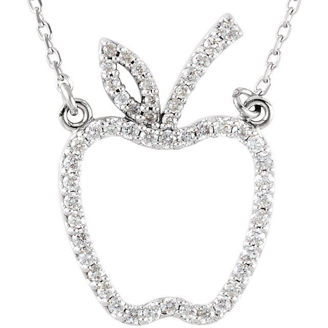 14K White 1/5 CTW Natural Diamond Apple 16' Necklace