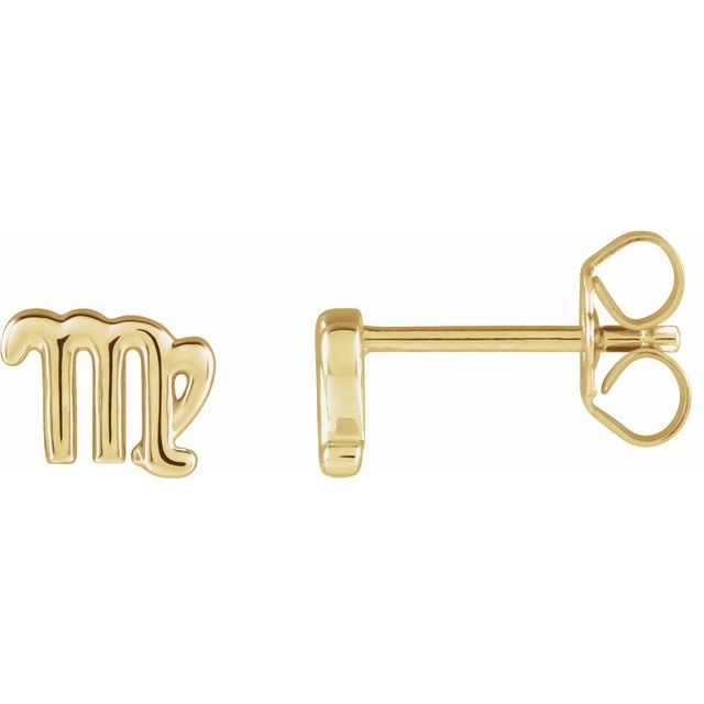 14K Yellow Virgo Zodiac Earrings