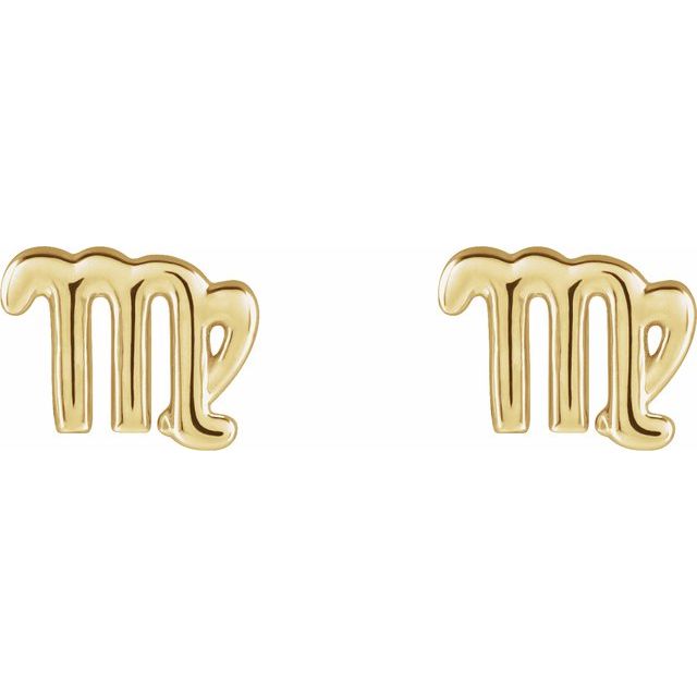 14K Yellow Virgo Zodiac Earrings