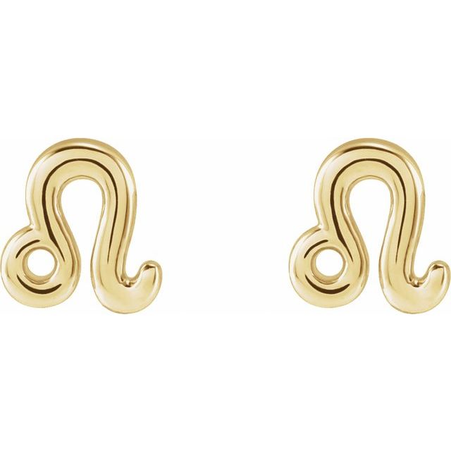 14K Yellow Leo Zodiac Earrings