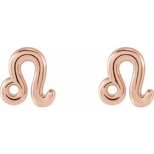 14K Rose Leo Zodiac Earrings