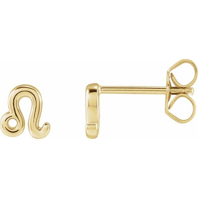 14K Yellow Leo Zodiac Earrings