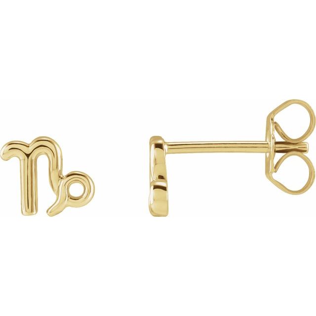 14K Yellow Capricorn Zodiac Earrings