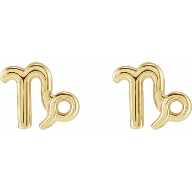 14K Yellow Capricorn Zodiac Earrings