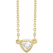 14K Yellow 1/4 CT Natural Diamond Heart 16-18' Necklace