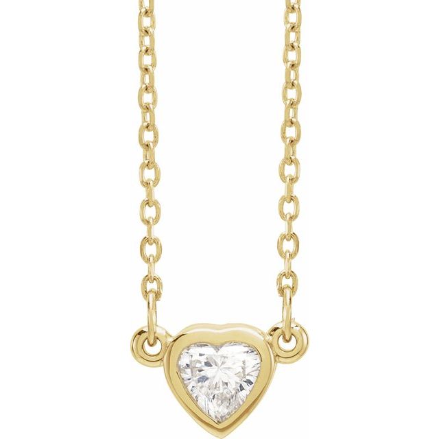 14K Yellow 1/4 CT Natural Diamond Heart 16-18' Necklace