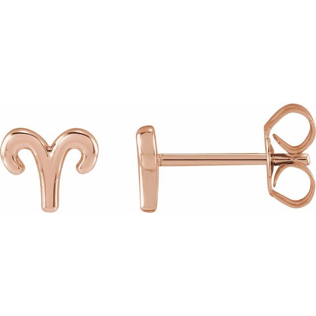 14K Rose Aries Zodiac Earrings