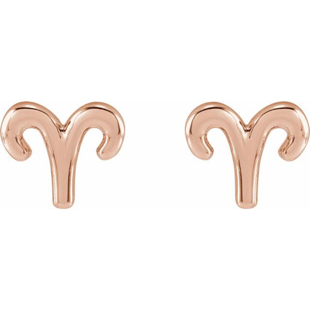 14K Rose Aries Zodiac Earrings