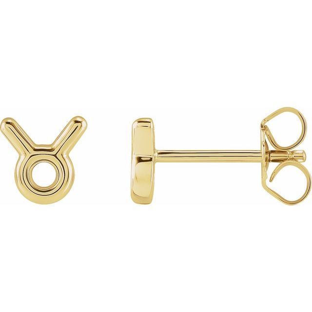 14K Yellow Taurus Zodiac Earrings