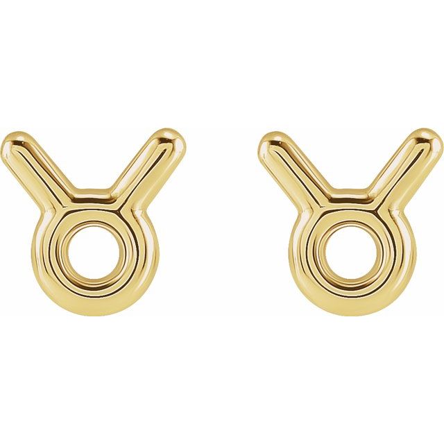 14K Yellow Taurus Zodiac Earrings