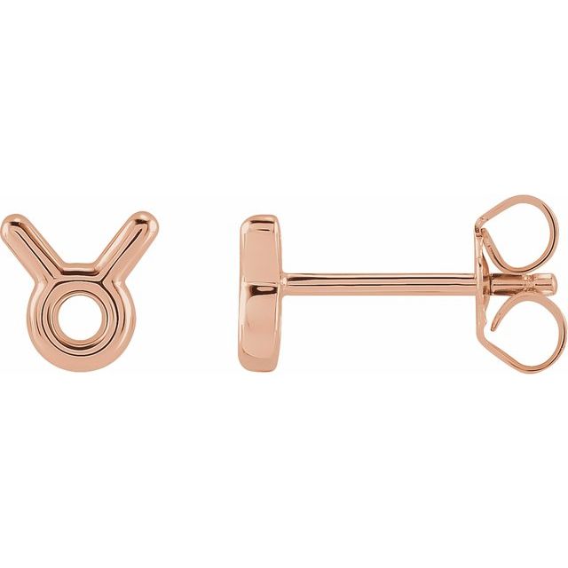 14K Rose Taurus Zodiac Earrings
