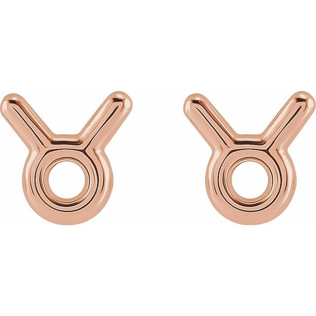 14K Rose Taurus Zodiac Earrings