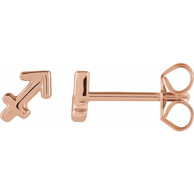 14K Rose Sagittarius Zodiac Earrings
