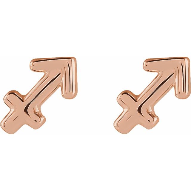 14K Rose Sagittarius Zodiac Earrings