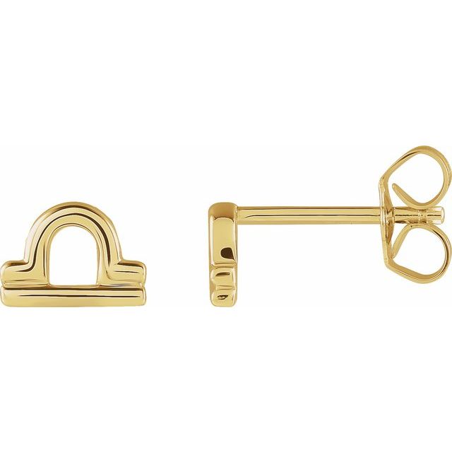 14K Yellow Libra Zodiac Earrings