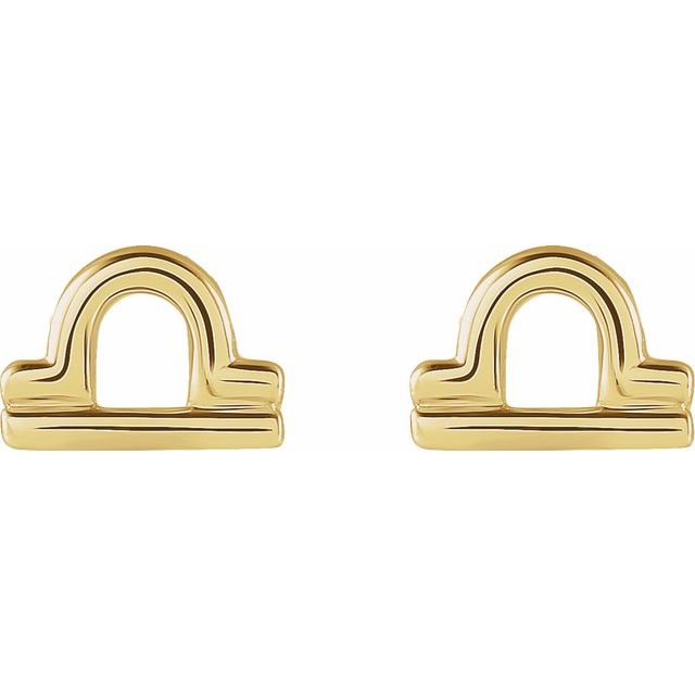 14K Yellow Libra Zodiac Earrings