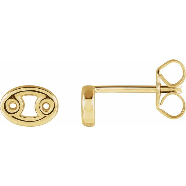14K Yellow Cancer Zodiac Earrings