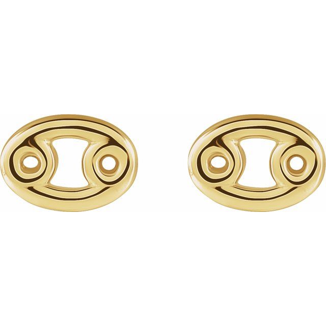14K Yellow Cancer Zodiac Earrings