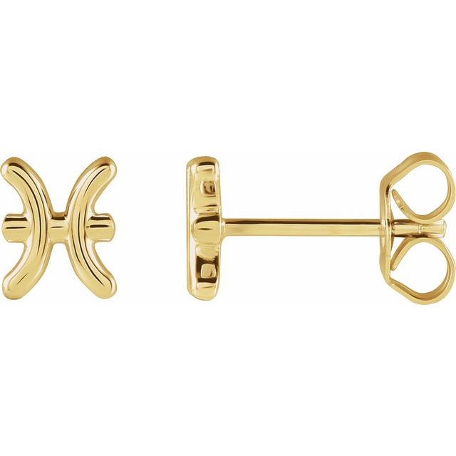 14K Yellow Pisces Zodiac Earrings