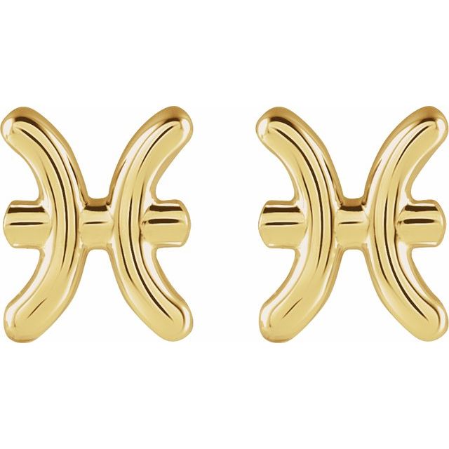 14K Yellow Pisces Zodiac Earrings