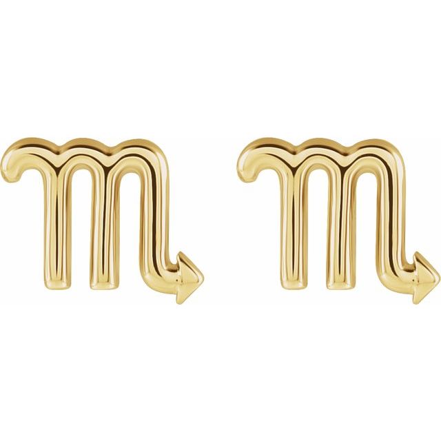 14K Yellow Scorpio Zodiac Earrings