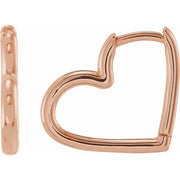 14K Rose Hinged 15 mm Heart Huggie Hoop Earrings