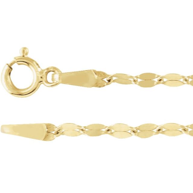 14K Yellow 1.9 mm Keyhole 7' Chain