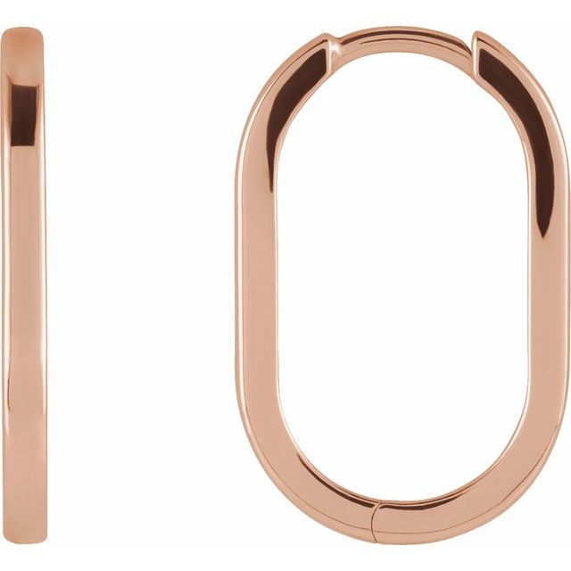 14K Rose Elongated Oval 20 mm Hoop Earrings