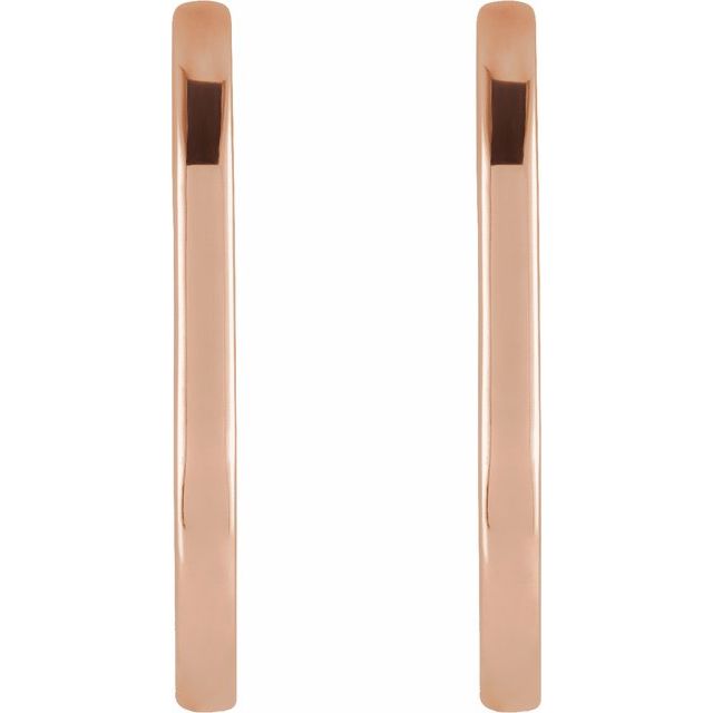 14K Rose Elongated Oval 20 mm Hoop Earrings