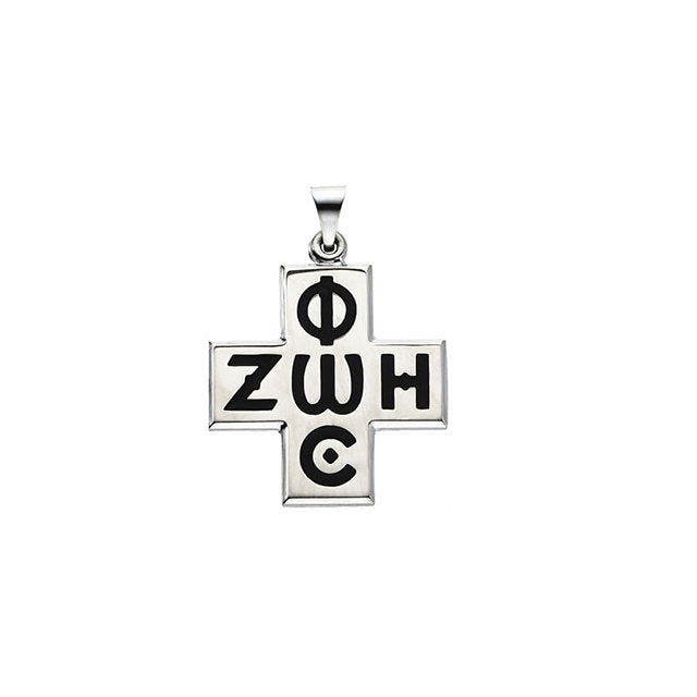 Sterling Silver 24x24 mm Phos Zoe Cross Pendant