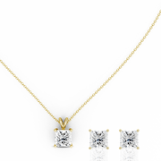0.75ct Princess Natural Diamond Pendant set