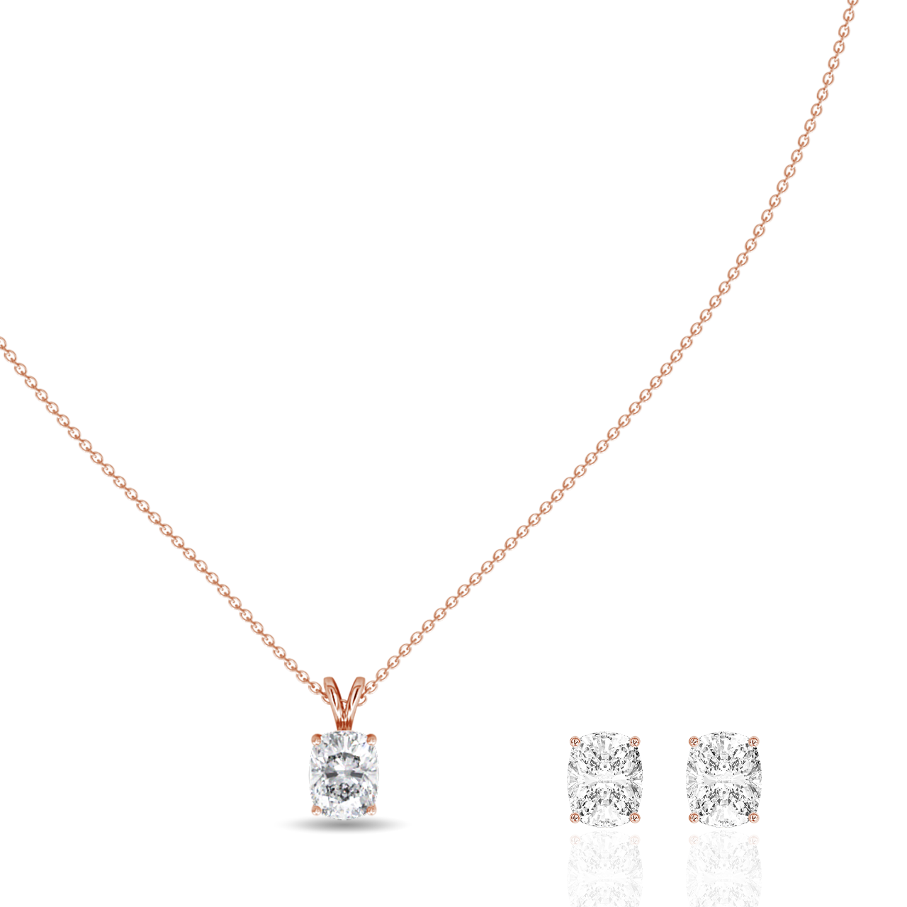 0.50ct Long Cushion Lab-Grown Diamond Pendant set