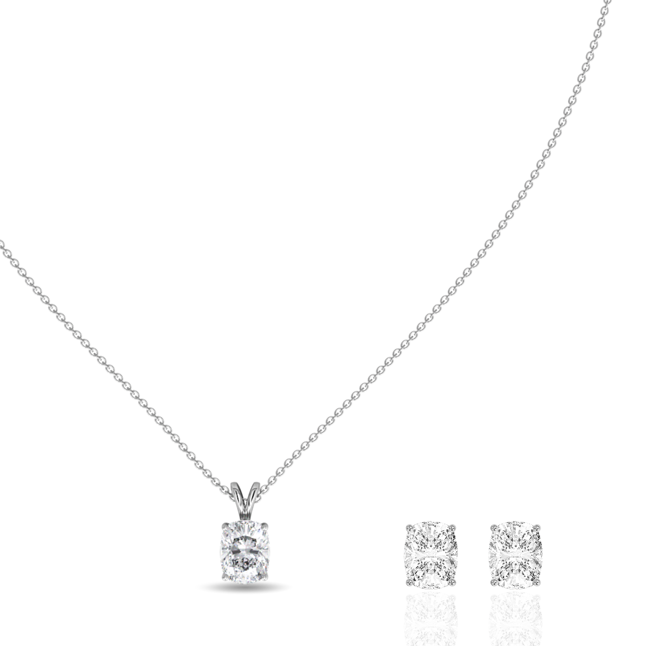 0.50ct Long Cushion Lab-Grown Diamond Pendant set