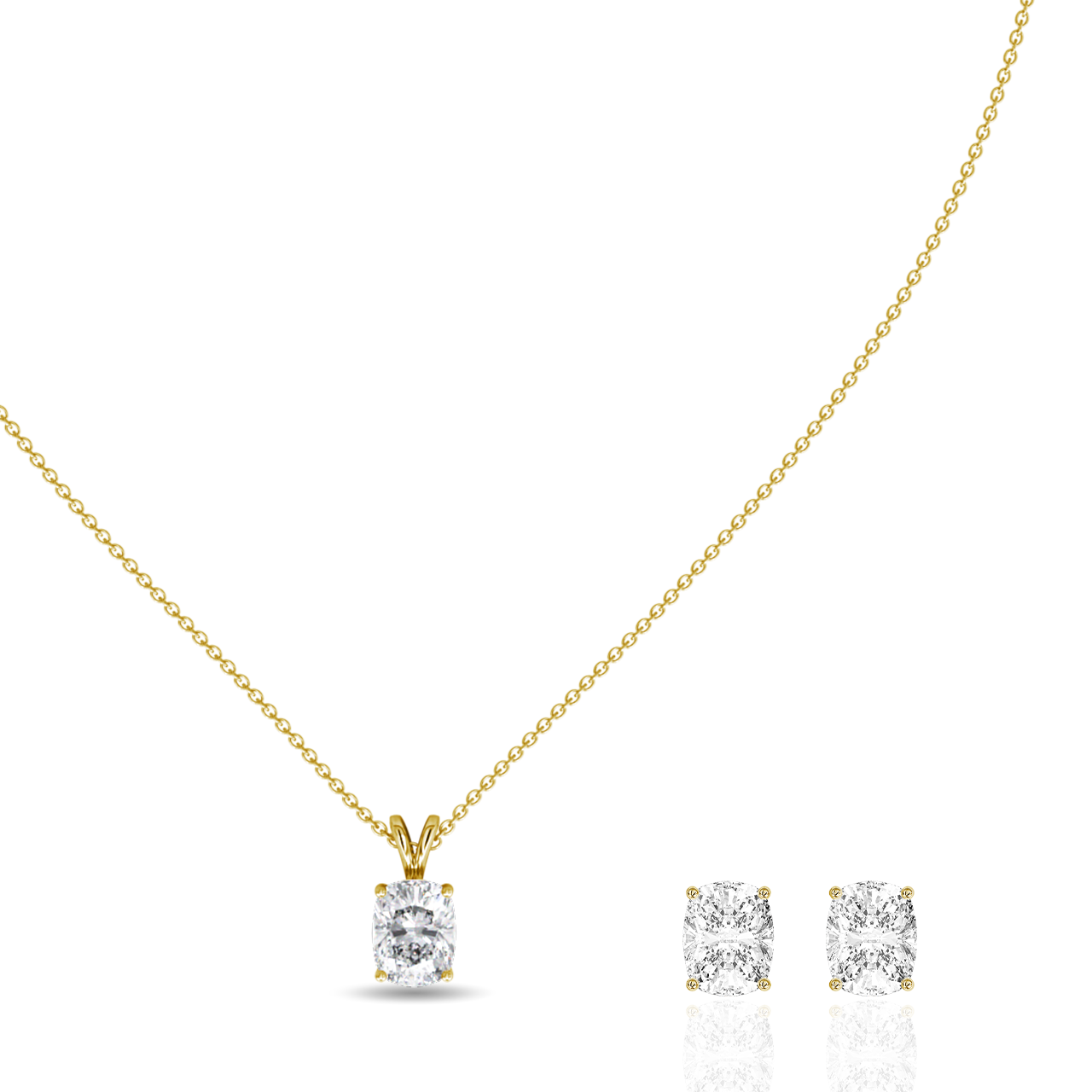 0.75ct Long Cushion Lab-Grown Diamond Pendant set
