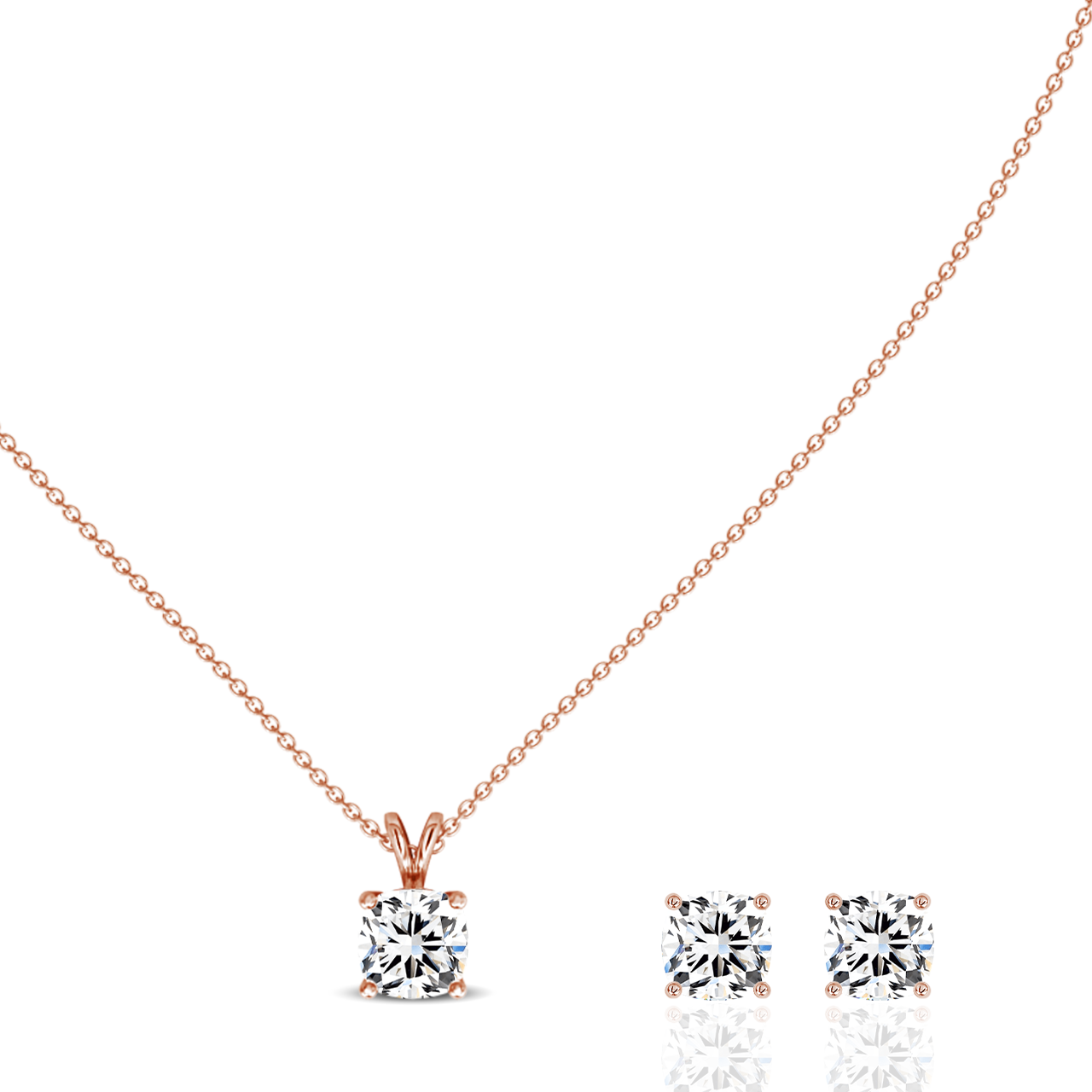 0.50ct Square Cushion Natural Diamond Pendant set