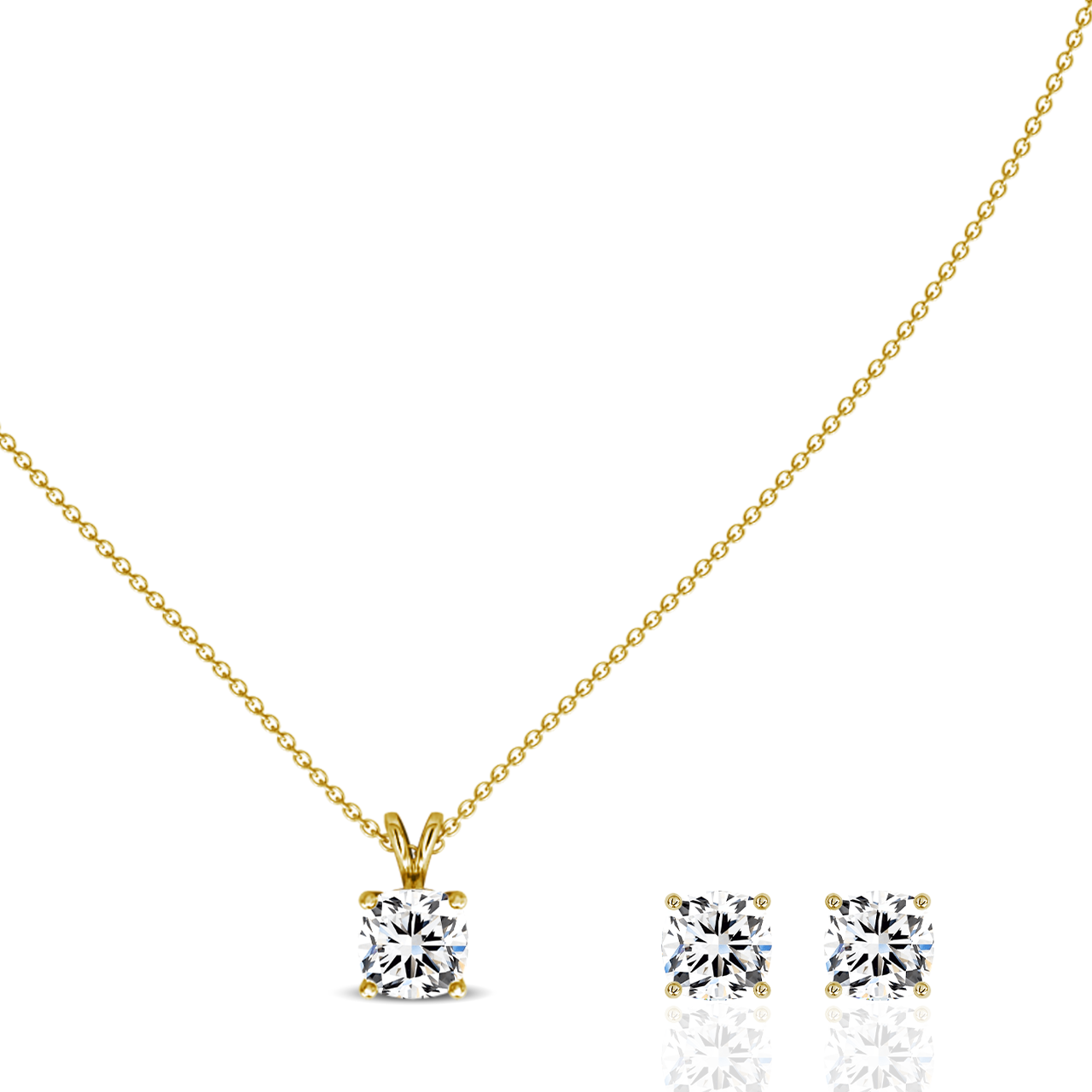 0.50ct Square Cushion Lab-Grown Diamond Pendant set