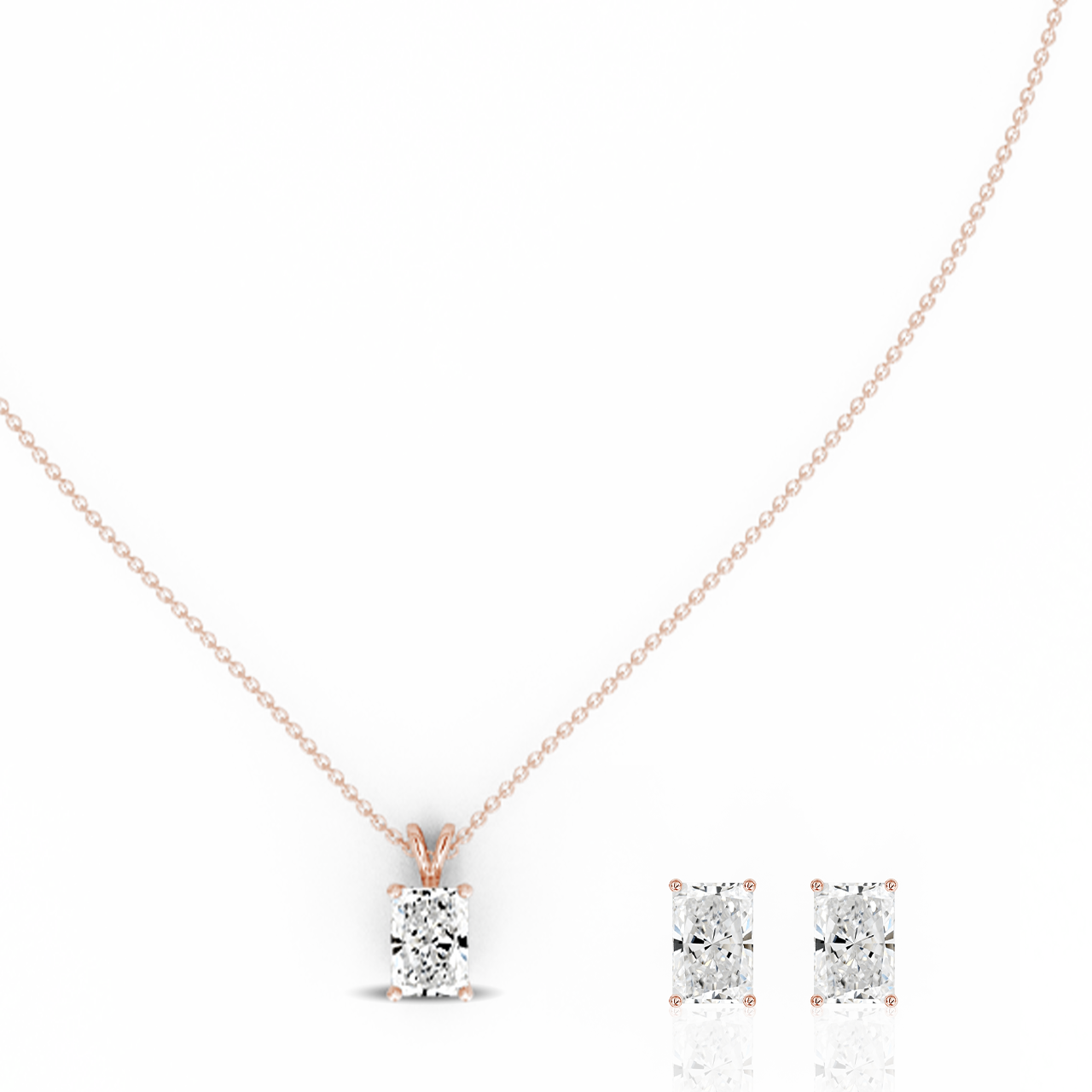 0.75ct Radiant Natural Diamond Pendant set