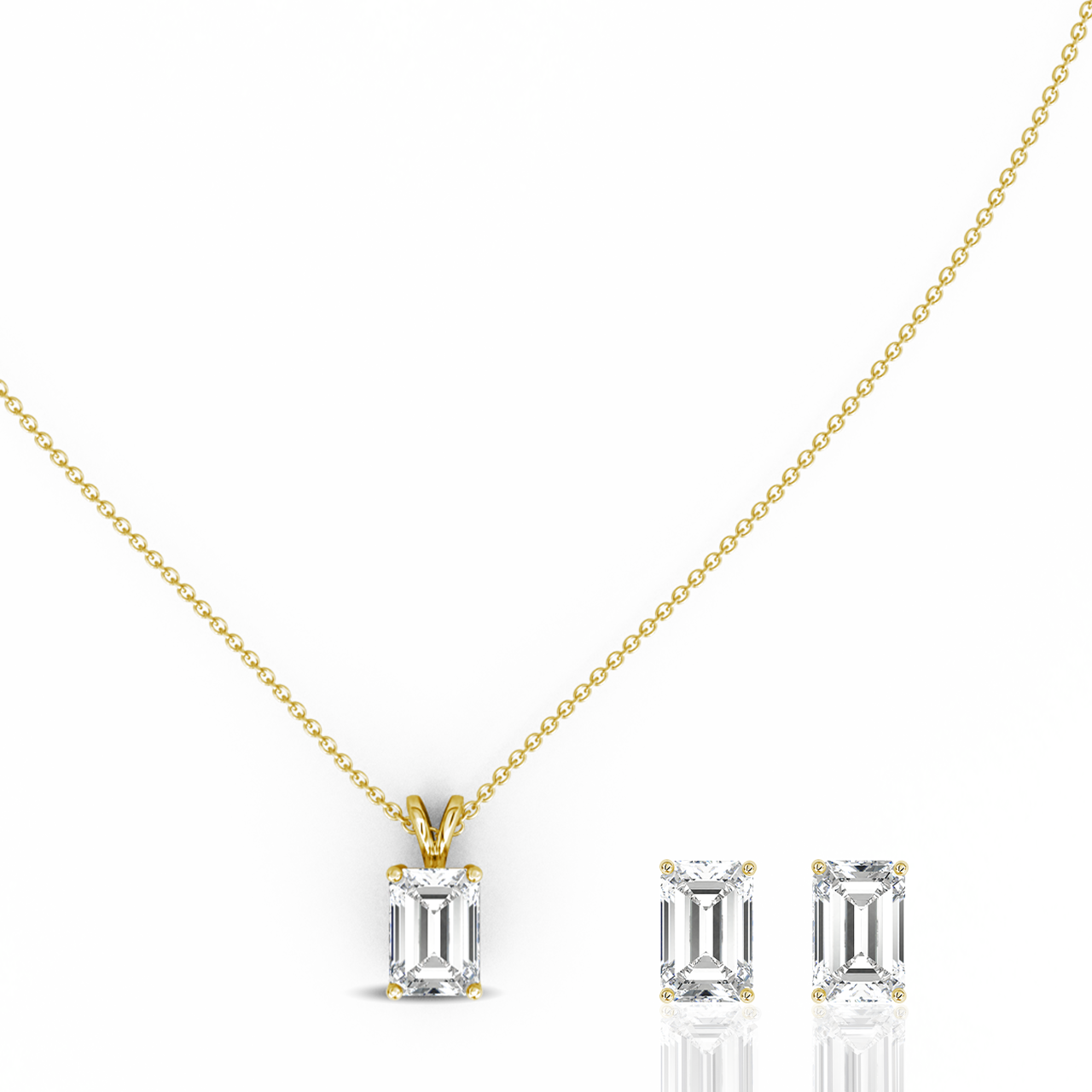1.00ct Emerald Lab-Grown Diamond Pendant set
