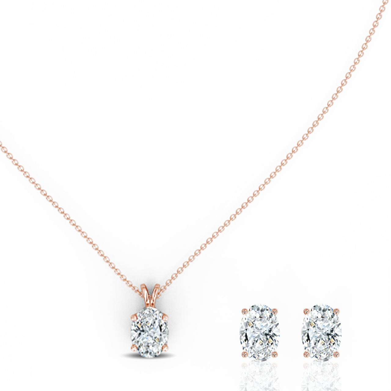 1.00ct Oval Natural Diamond Pendant set