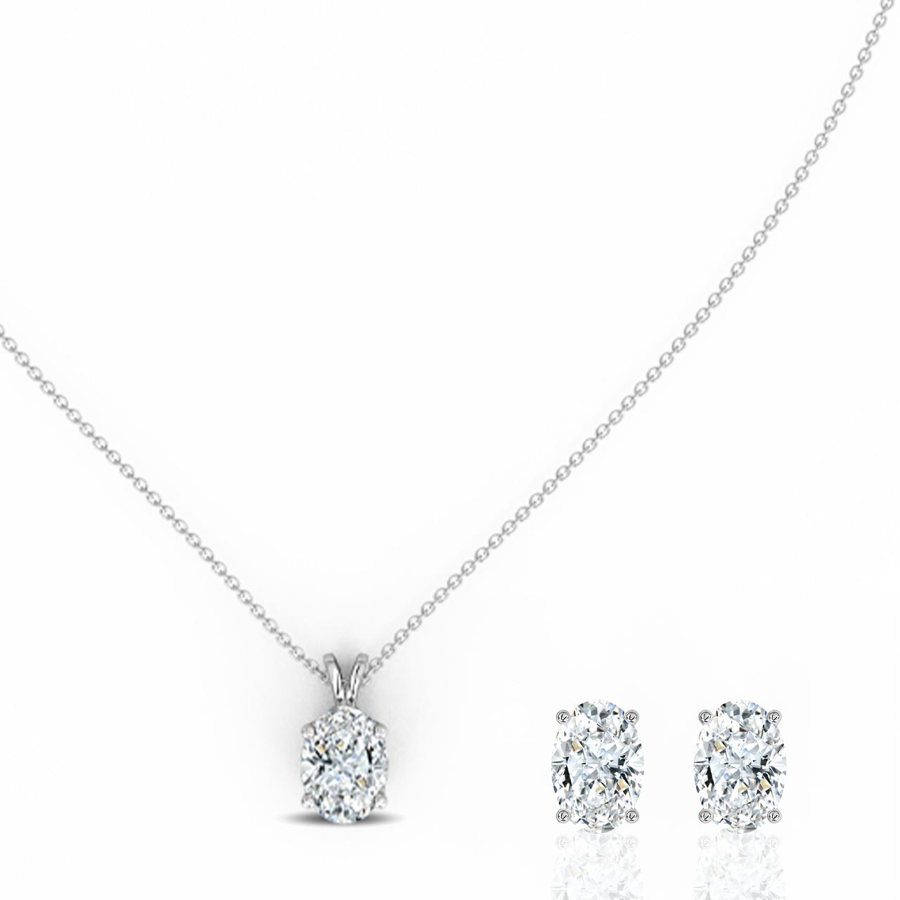 1.00ct Oval Lab-Grown Diamond Pendant set
