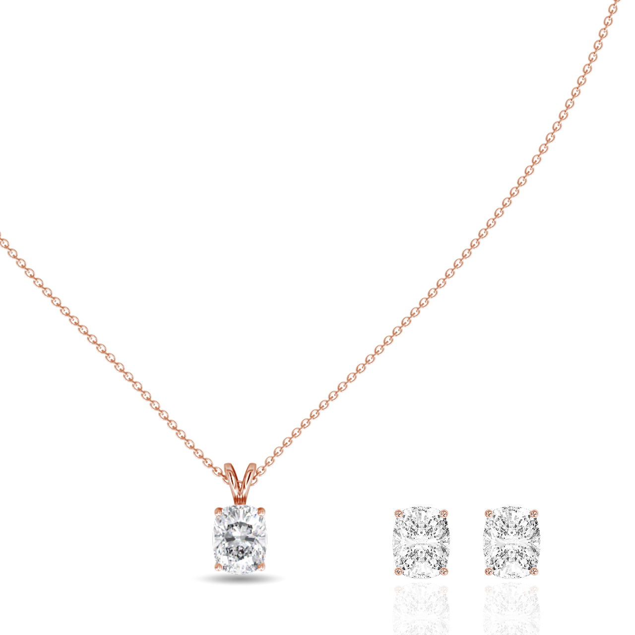 1.50ct Long Cushion Lab-Grown Diamond Pendant set