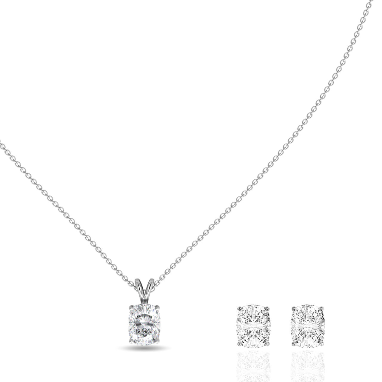 1.50ct Long Cushion Natural Diamond Pendant set